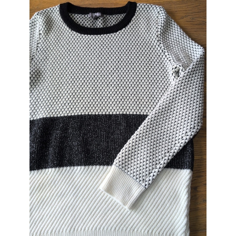 Tinley Road Women Ivory / Black Pullover Sweater L Soft Nylon Wool Blend